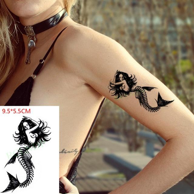 Elegant Black Music Notes Waterproof Sticker Tattoos Temporary Chest Shoulder Tattoos For Men Women