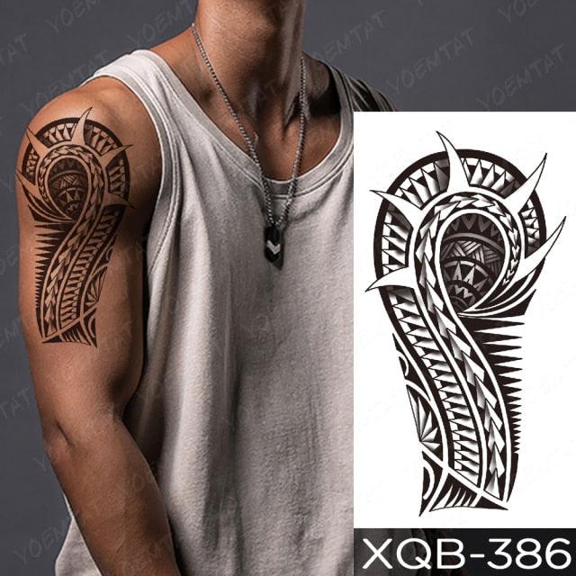 Elegant Black Waterproof Temporary Tattoo Sticker Lion Tiger Bear Flash Tattoos Leopard Wolf Colorful Big Tattoo Stickers For Mens Womens