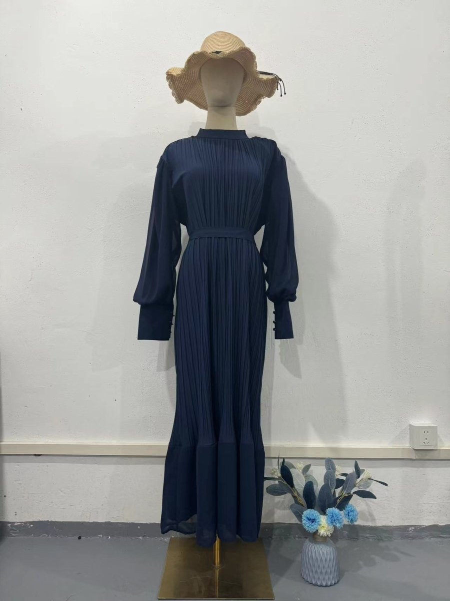 Elegant Lightweight Textured Long Skirt with Puff Sleeves Abaya Dress (MA201)