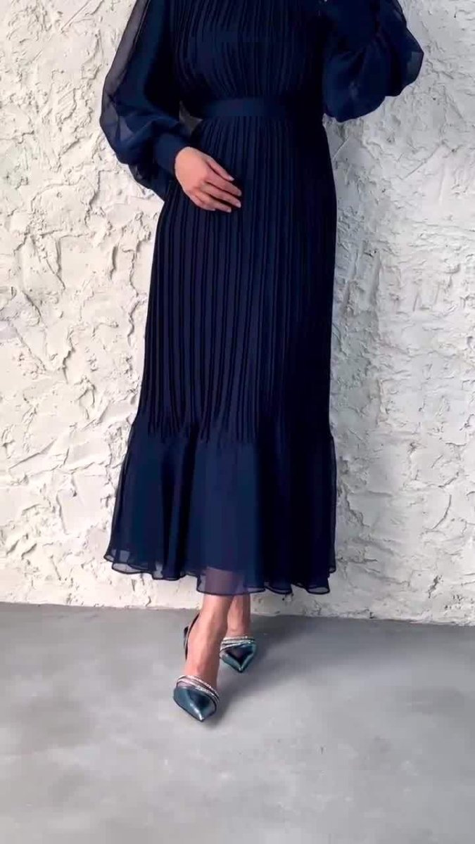 Elegant Lightweight Textured Long Skirt with Puff Sleeves Abaya Dress (MA201)