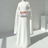 Elegant Pearl Embellished Cape Sleeve Evening Dress(MA337)