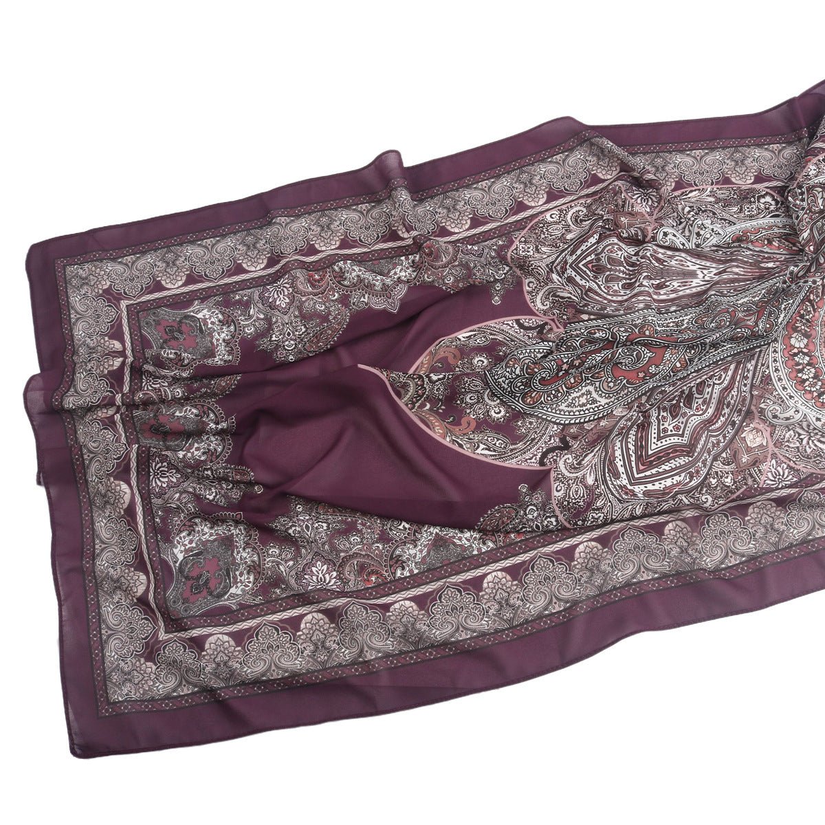 Elegant Printed Chiffon Hijab Scarf Bohemian Style Breathable Sun Protection Wrap (MH136)