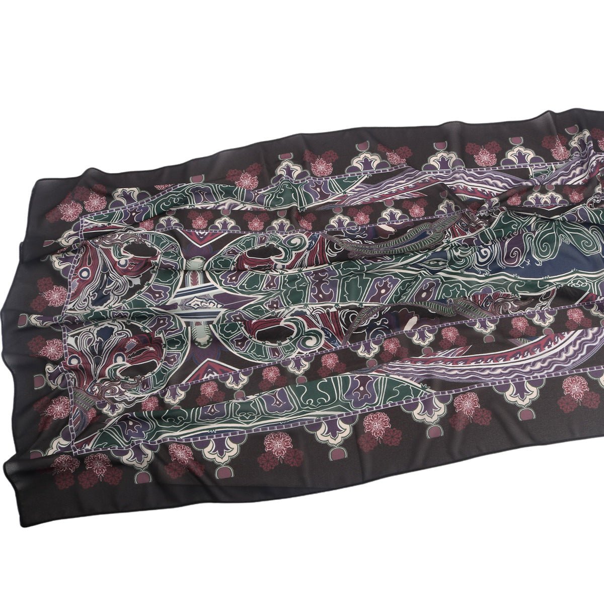 Elegant Printed Chiffon Hijab Scarf Bohemian Style Breathable Sun Protection Wrap (MH136)