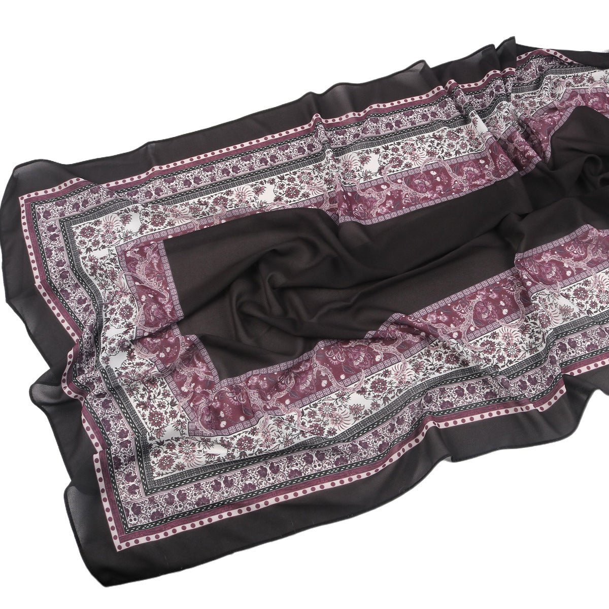 Elegant Printed Chiffon Hijab Scarf Bohemian Style Breathable Sun Protection Wrap (MH136)