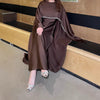 Elegant Satin Abaya with Rhinestone Cape | Luxurious Modest Evening Dress (MA327)
