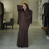 Elegant Solid Color Two-Piece Set | Side Slit Long Sleeve Top &  Pleated Skirt(MS135)