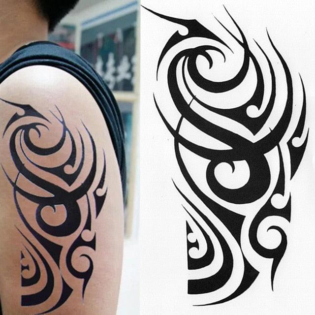 Elegant Temporary Waterproof Tattoos Big Tribal Sticker Black Large Body Art Makeup Fake Tattoo For Mens Womens