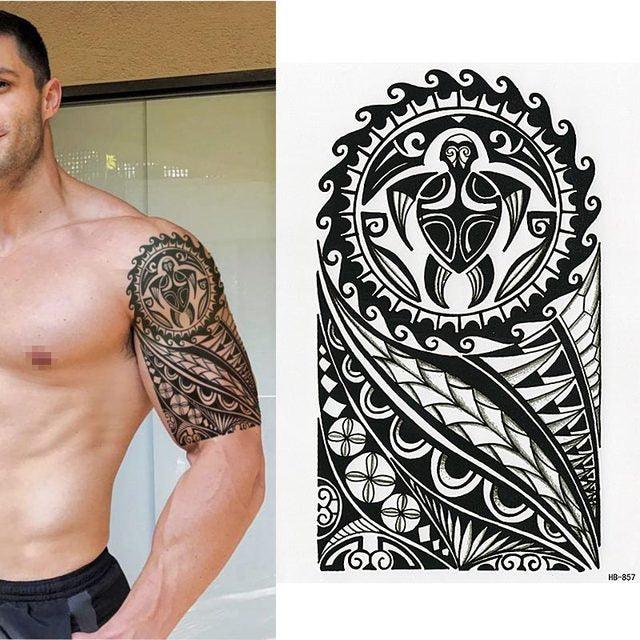 Elegant Temporary Waterproof Tattoos Big Tribal Sticker Black Large Body Art Makeup Fake Tattoo For Mens Womens