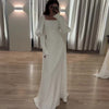 Elegant White Square Neck Long Sleeve Bubble Sleeve Modest Dress Abaya  (MA228)