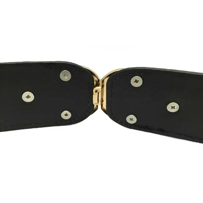 Elegant Wide Fabric Strap  Silver Metal Buckle Belts For Women Trendy Women's Fashion Stretchable Classic Color Belts