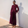 Embroidered Blazer & Pleated Skirt Set(MS214)
