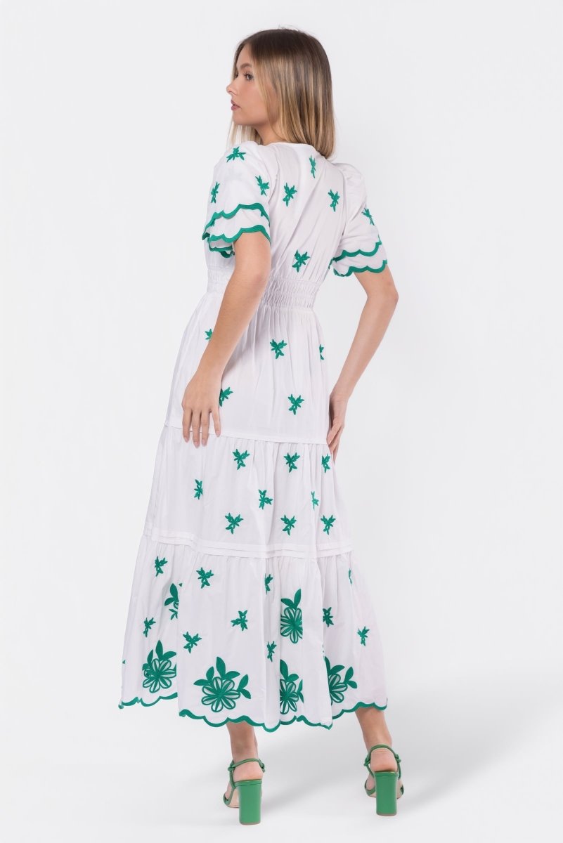 Estelle Dress (White Green)