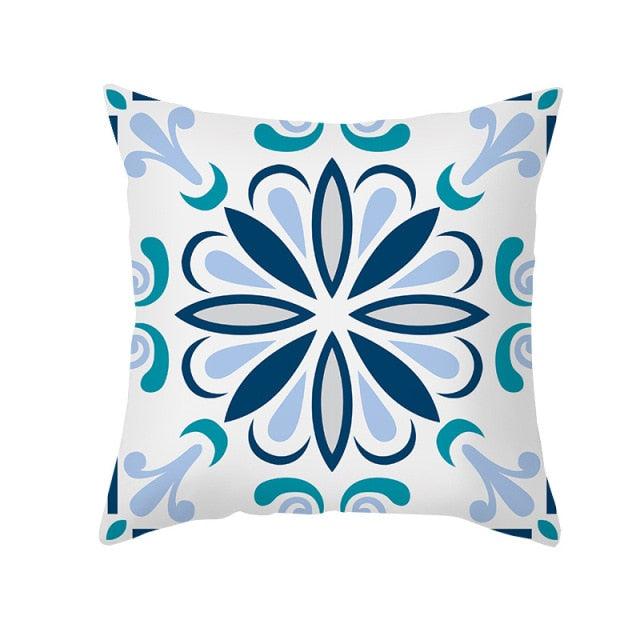 Ethnic Floral Patterns Sofa Cushion Cases Nordic Geometric Simple Blue Modern Decorative Throw Pillow Case Cushion Case For Room Bedroom Pillows Case Bohemian Decor Home Pillows 45x45CM