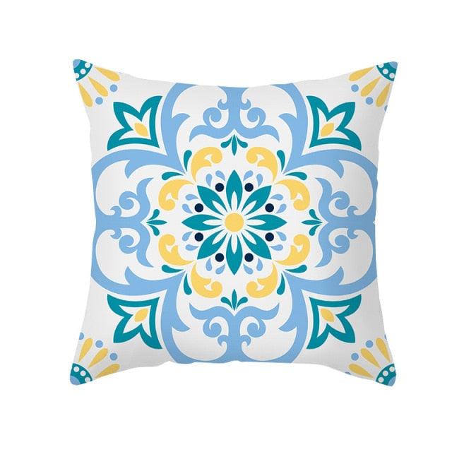 Ethnic Floral Patterns Sofa Cushion Cases Nordic Geometric Simple Blue Modern Decorative Throw Pillow Case Cushion Case For Room Bedroom Pillows Case Bohemian Decor Home Pillows 45x45CM
