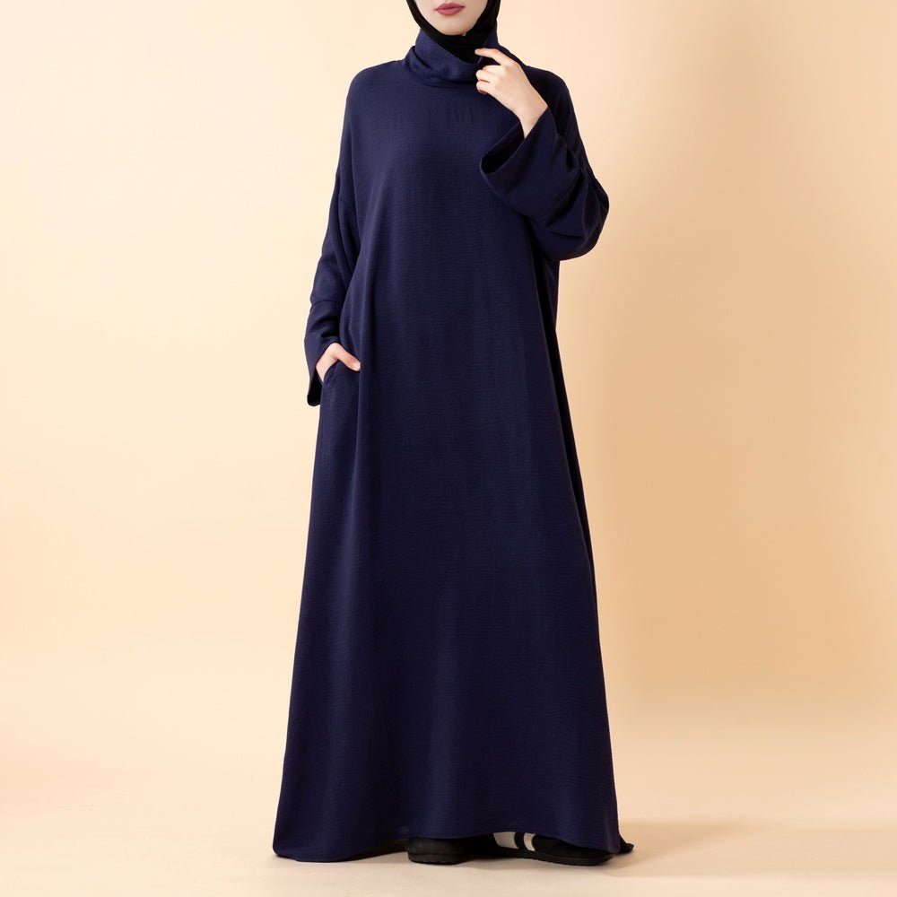Everyday Crepe Turtleneck Abaya – Relaxed Fit for All Seasons (MA384)