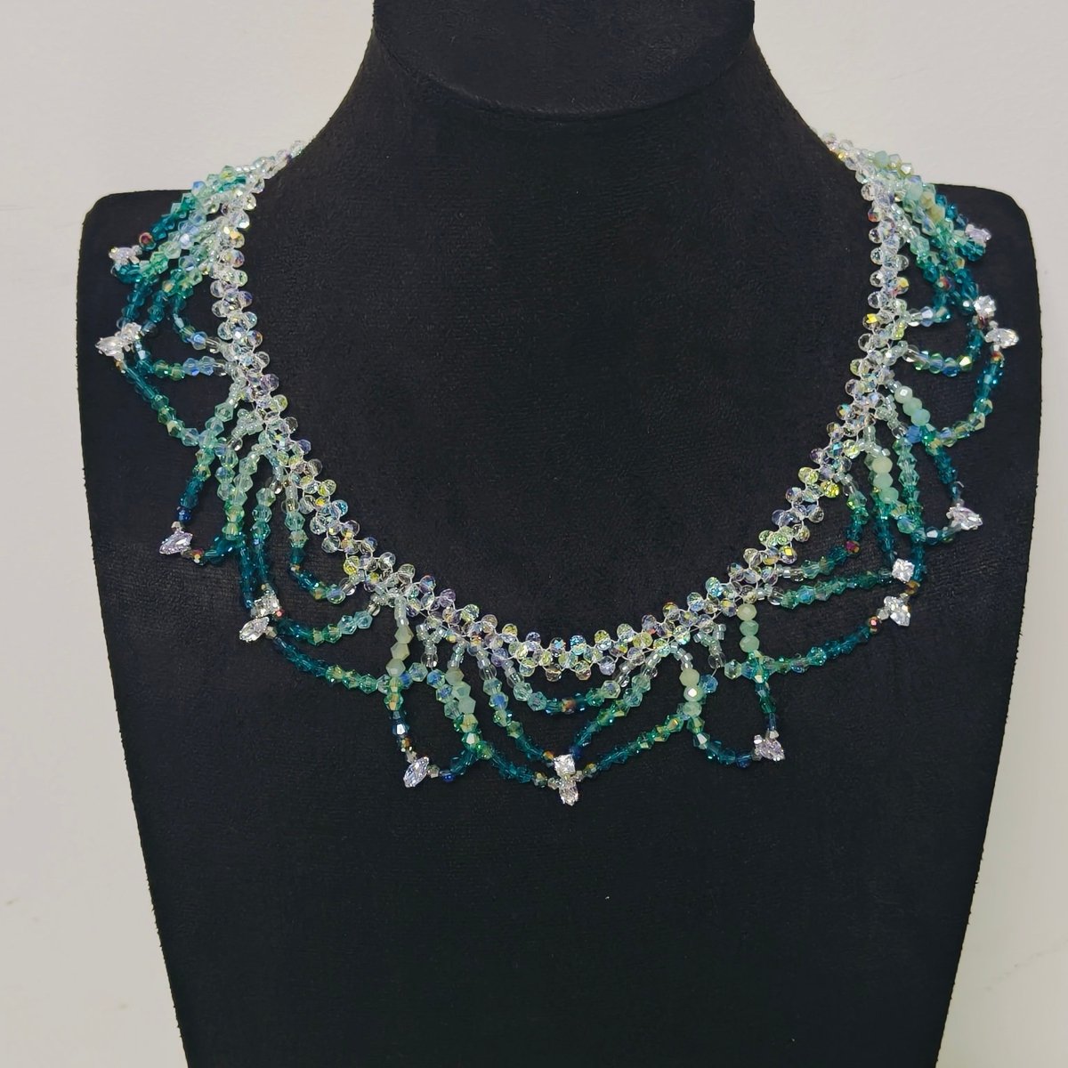 Handmade Woven Beaded Necklace | Glass Beads & Shell Pearls Choker | Intricate Seed Bead Art Necklace (MAC343)