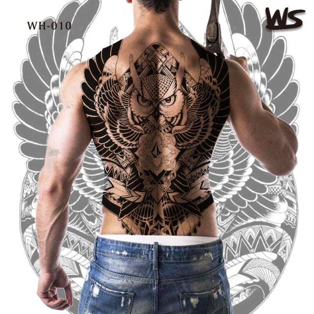 Extra Large Back Temporary Lion Tatoo Sticker Waterproof Black Luxury Big Modern  Design For Mens