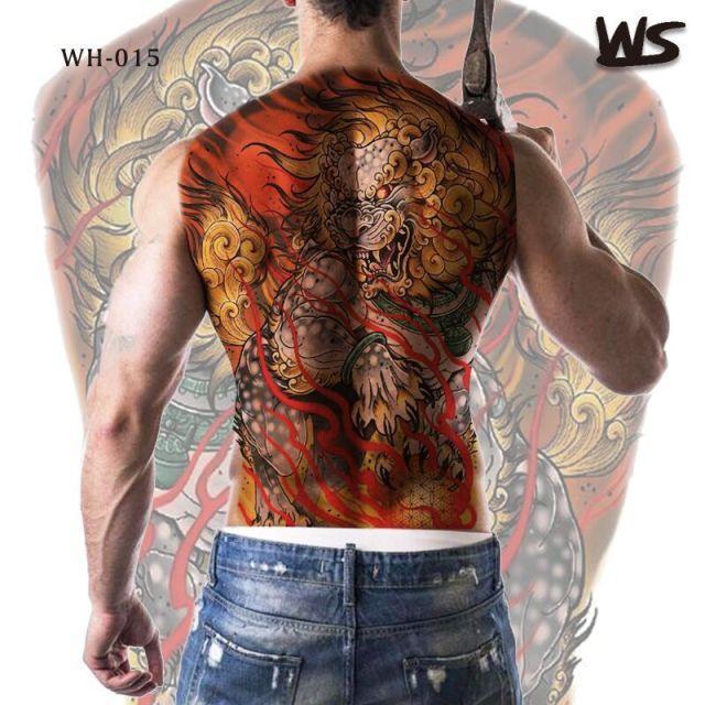 Extra Large Back Temporary Lion Tatoo Sticker Waterproof Black Luxury Big Modern  Design For Mens