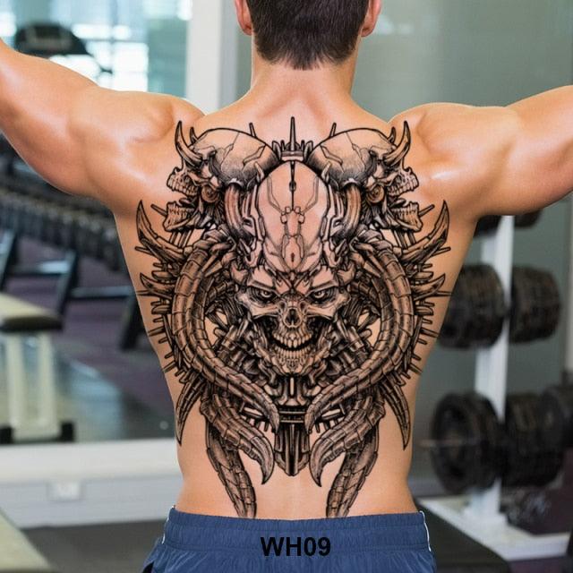 Extra Large Back Temporary Lion Tatoo Sticker Waterproof Black Luxury Big Modern  Design For Mens