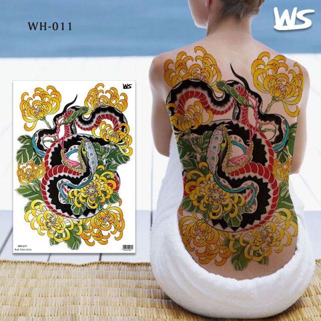Extra Large Back Temporary Lion Tatoo Sticker Waterproof Black Luxury Big Modern  Design For Mens