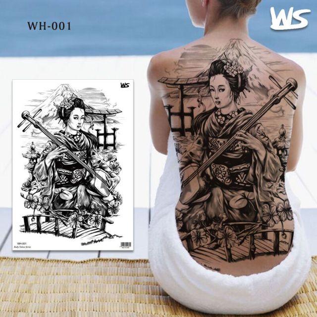 Extra Large Back Temporary Lion Tatoo Sticker Waterproof Black Luxury Big Modern  Design For Mens