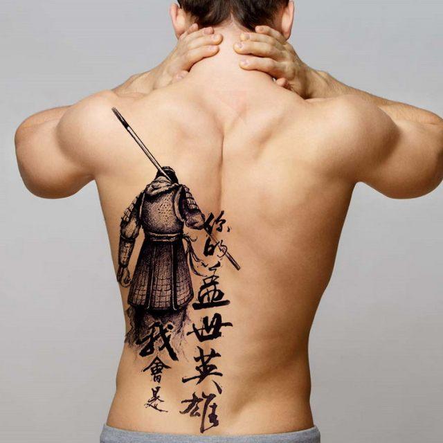 Extra Large Back Temporary Lion Tatoo Sticker Waterproof Black Luxury Big Modern  Design For Mens