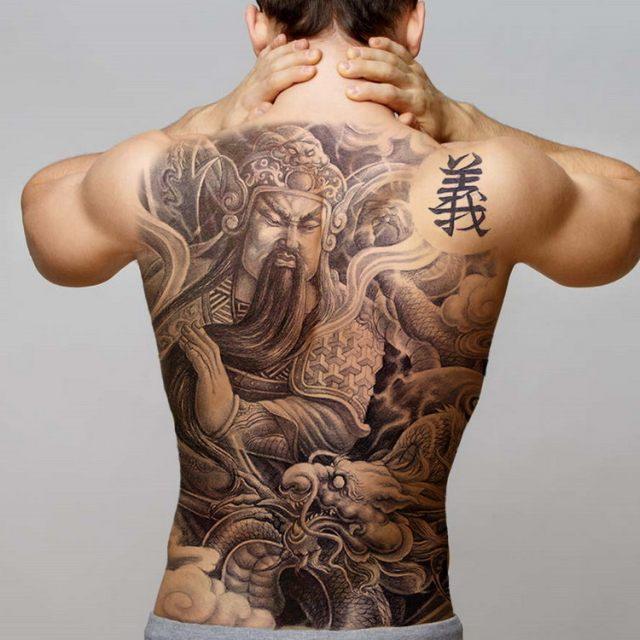 Extra Large Back Temporary Lion Tatoo Sticker Waterproof Black Luxury Big Modern  Design For Mens