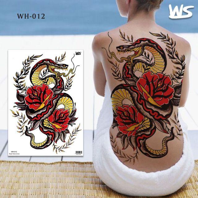 Extra Large Back Temporary Lion Tatoo Sticker Waterproof Black Luxury Big Modern  Design For Mens