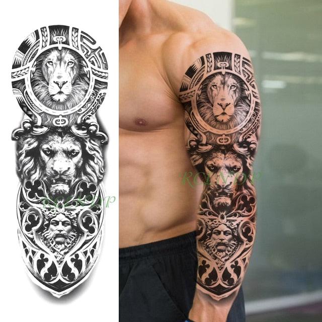 Extra Large Full Arm Leg Body Hand Waterproof Fake Tattoo Stickers Temporary Realistic Black Modern Mens Tattoo