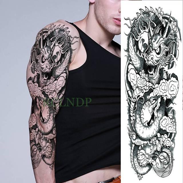 Extra Large Full Arm Leg Body Hand Waterproof Fake Tattoo Stickers Temporary Realistic Black Modern Mens Tattoo