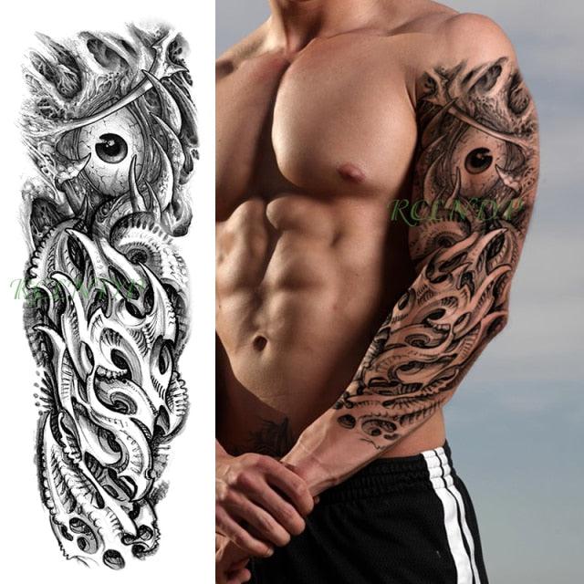 Extra Large Full Arm Leg Body Hand Waterproof Fake Tattoo Stickers Temporary Realistic Black Modern Mens Tattoo