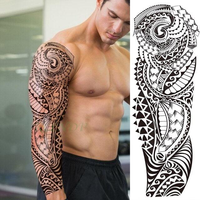 Extra Large Full Arm Leg Body Hand Waterproof Fake Tattoo Stickers Temporary Realistic Black Modern Mens Tattoo