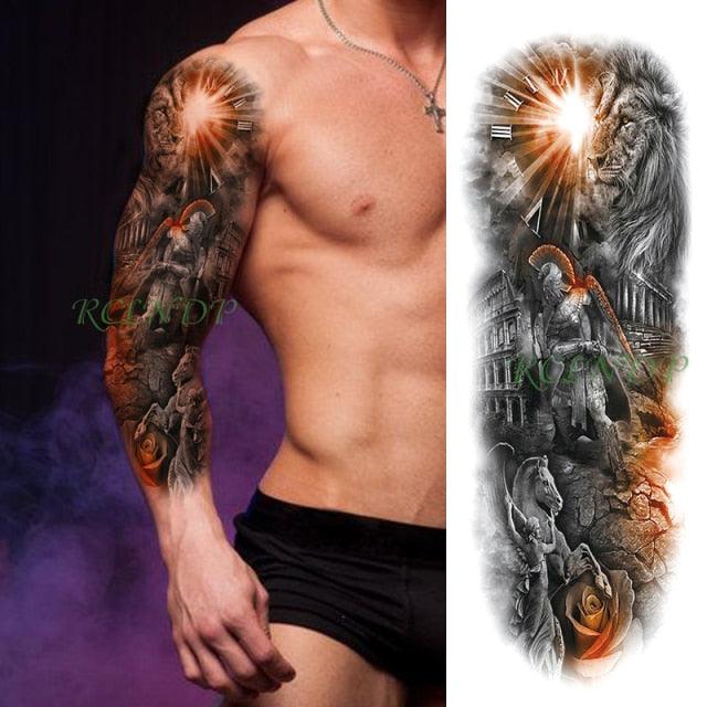 Extra Large Full Arm Leg Body Hand Waterproof Fake Tattoo Stickers Temporary Realistic Black Modern Mens Tattoo