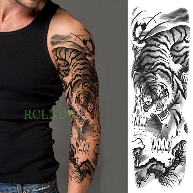 Extra Large Full Arm Leg Body Hand Waterproof Fake Tattoo Stickers Temporary Realistic Black Modern Mens Tattoo