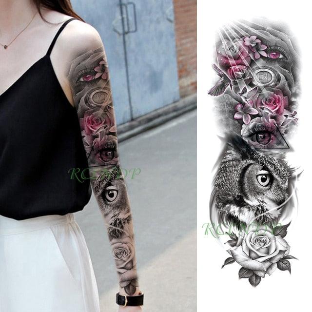 Extra Large Full Arm Leg Body Hand Waterproof Fake Tattoo Stickers Temporary Realistic Black Modern Mens Tattoo