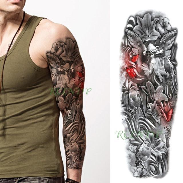 Extra Large Full Arm Leg Body Hand Waterproof Fake Tattoo Stickers Temporary Realistic Black Modern Mens Tattoo