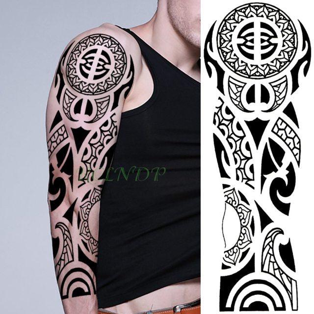 Extra Large Full Arm Leg Body Hand Waterproof Fake Tattoo Stickers Temporary Realistic Black Modern Mens Tattoo