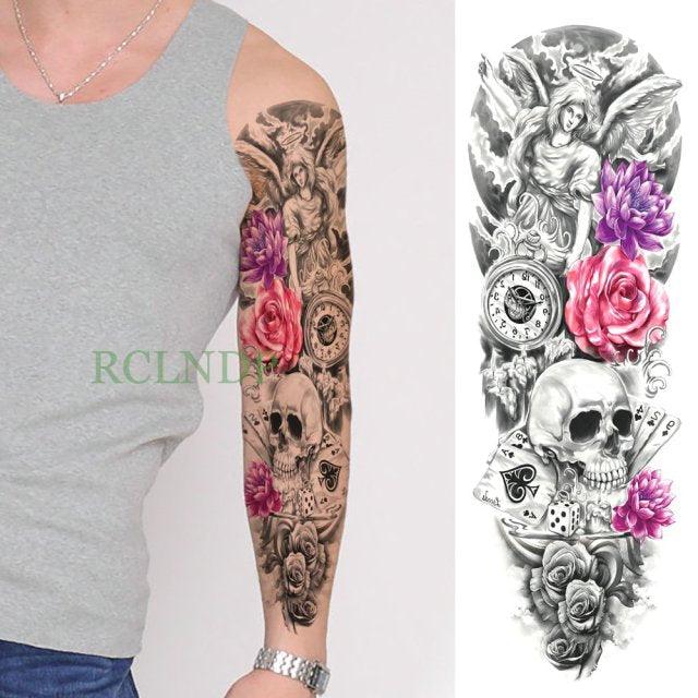 Extra Large Full Arm Leg Body Hand Waterproof Fake Tattoo Stickers Temporary Realistic Black Modern Mens Tattoo