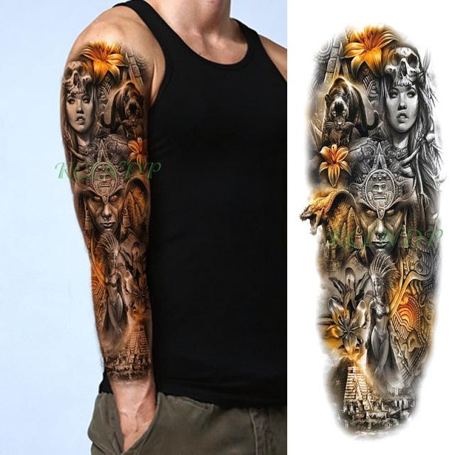 Extra Large Full Arm Leg Body Hand Waterproof Fake Tattoo Stickers Temporary Realistic Black Modern Mens Tattoo