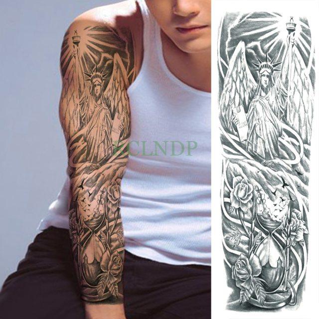 Extra Large Full Arm Leg Body Hand Waterproof Fake Tattoo Stickers Temporary Realistic Black Modern Mens Tattoo