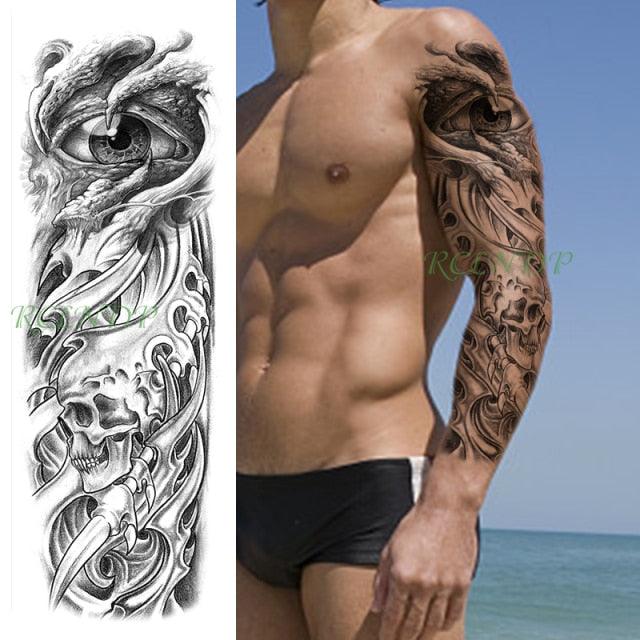 Extra Large Full Arm Leg Body Hand Waterproof Fake Tattoo Stickers Temporary Realistic Black Modern Mens Tattoo