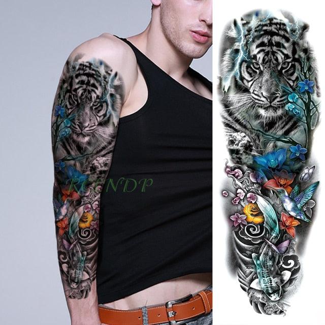 Extra Large Full Arm Leg Body Hand Waterproof Fake Tattoo Stickers Temporary Realistic Black Modern Mens Tattoo