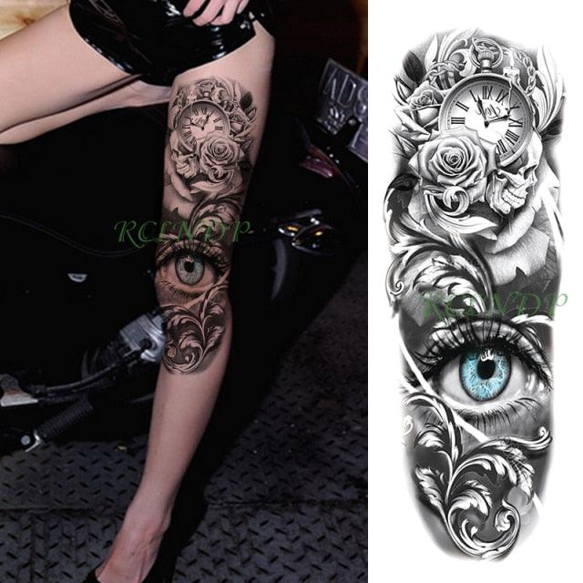 Extra Large Full Arm Leg Body Hand Waterproof Fake Tattoo Stickers Temporary Realistic Black Modern Mens Tattoo