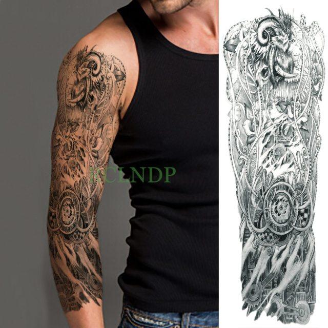 Extra Large Full Arm Leg Body Hand Waterproof Fake Tattoo Stickers Temporary Realistic Black Modern Mens Tattoo