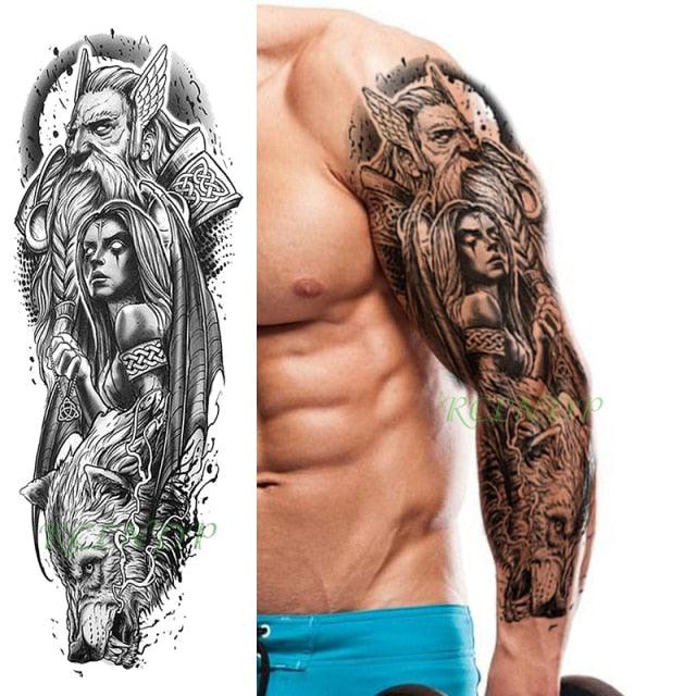 Extra Large Full Arm Leg Body Hand Waterproof Fake Tattoo Stickers Temporary Realistic Black Modern Mens Tattoo