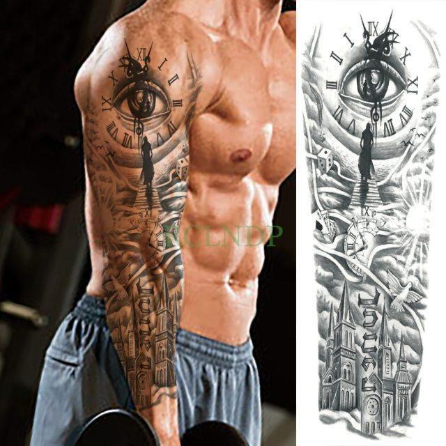 Extra Large Full Arm Leg Body Hand Waterproof Fake Tattoo Stickers Temporary Realistic Black Modern Mens Tattoo