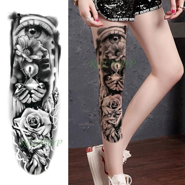 Extra Large Full Arm Leg Body Hand Waterproof Fake Tattoo Stickers Temporary Realistic Black Modern Mens Tattoo