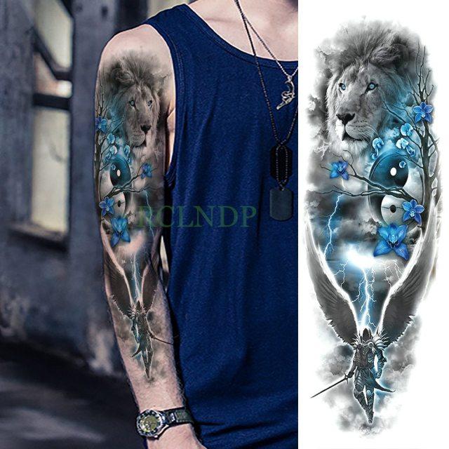 Extra Large Full Arm Leg Body Hand Waterproof Fake Tattoo Stickers Temporary Realistic Black Modern Mens Tattoo