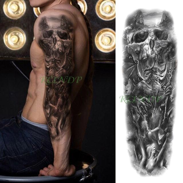 Extra Large Full Arm Leg Body Hand Waterproof Fake Tattoo Stickers Temporary Realistic Black Modern Mens Tattoo