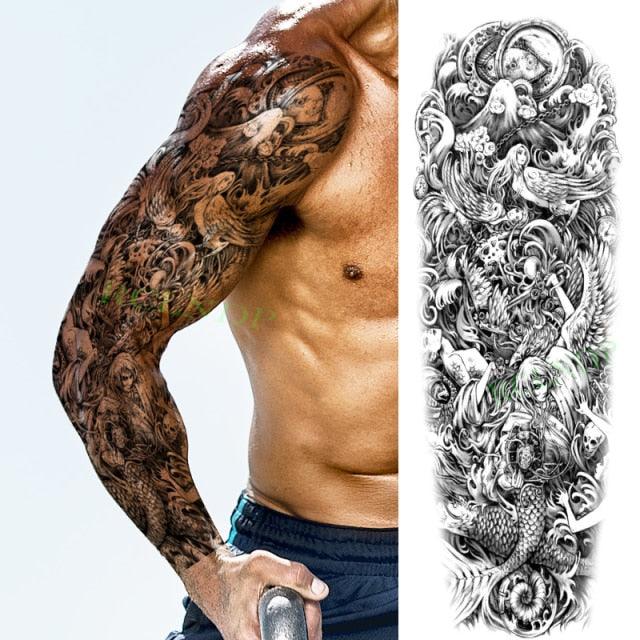 Extra Large Full Arm Leg Body Hand Waterproof Fake Tattoo Stickers Temporary Realistic Black Modern Mens Tattoo